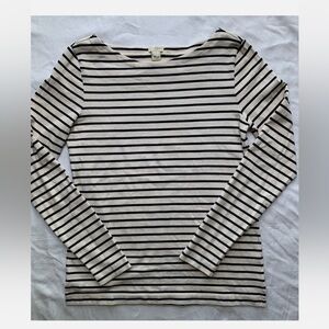 Iconic J CREW cream/navy Breton 3/4 sleeve tee 100% cotton EUC M